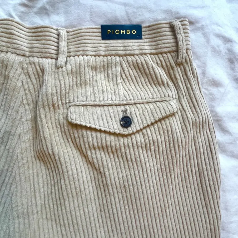 Piombo Lightweight Beige Corduroy Pants 33